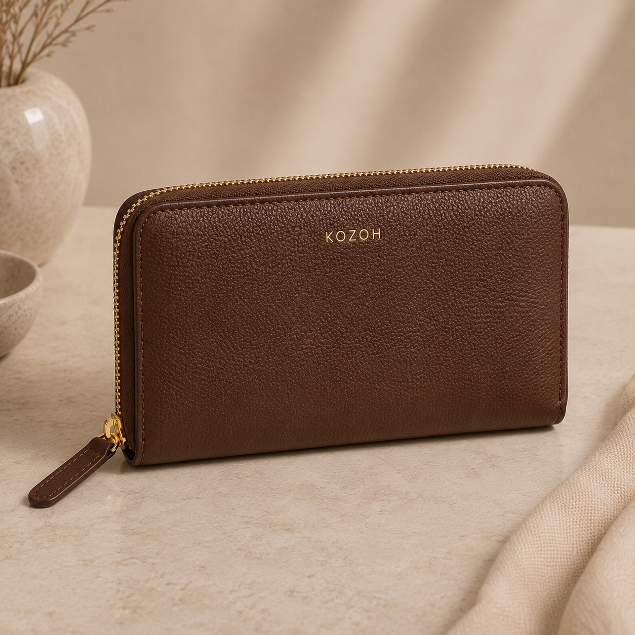 KOZOH Luna Zip Around Wallet – Chocolate Brown