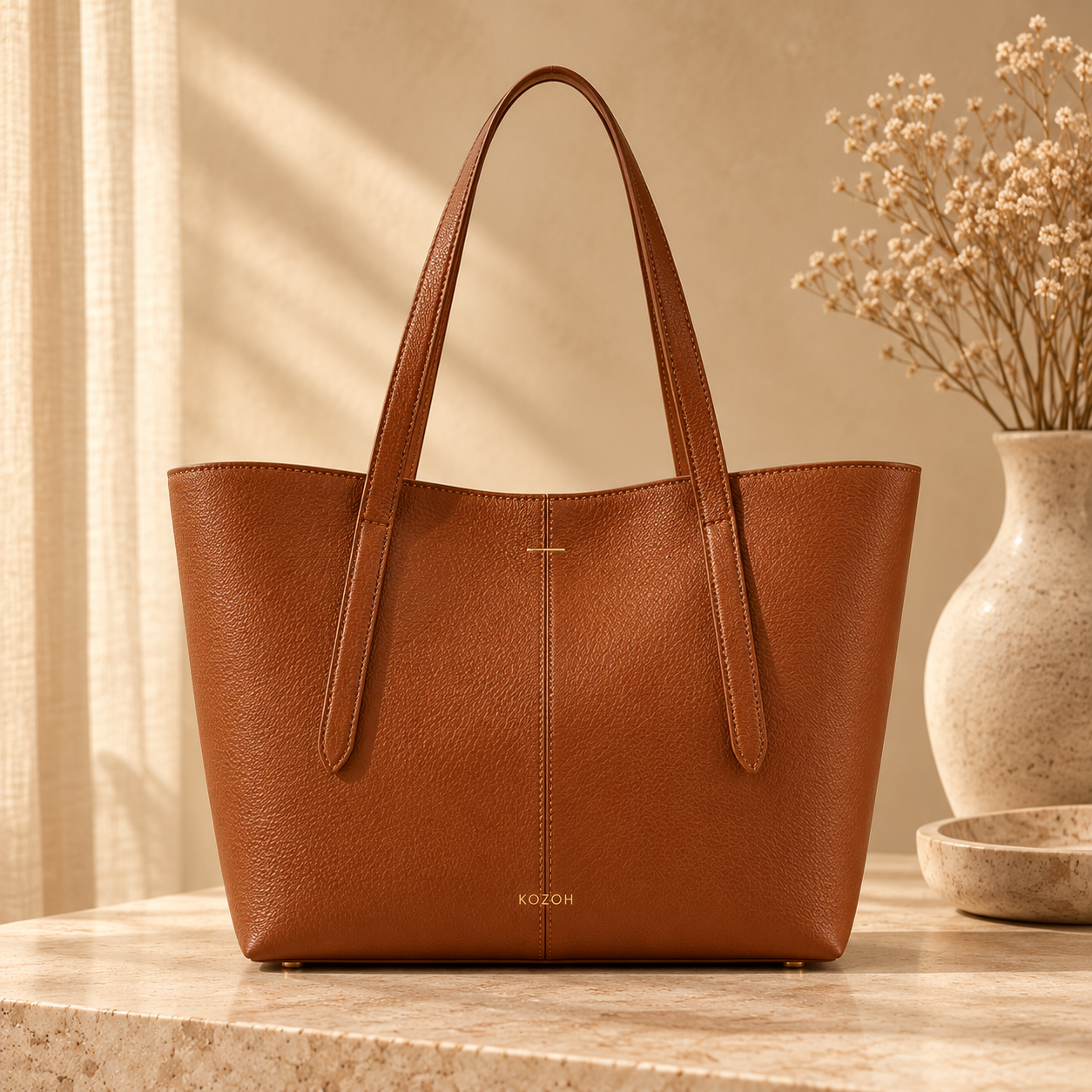 KOZOH Élan Leather Tote Bag – Warm Tan